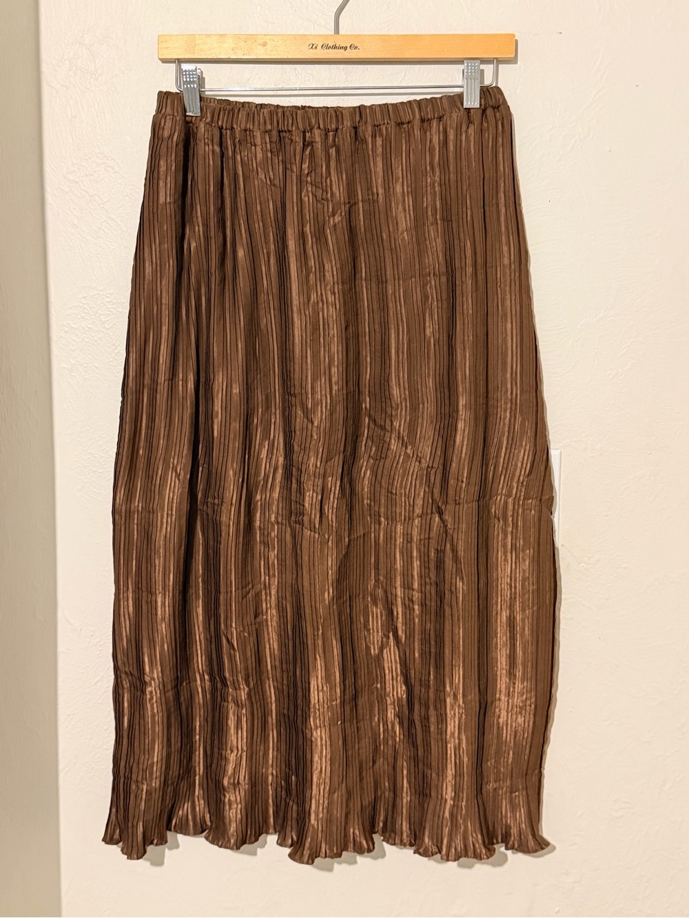 SHEIN Brown Pleated Maxi Skirt